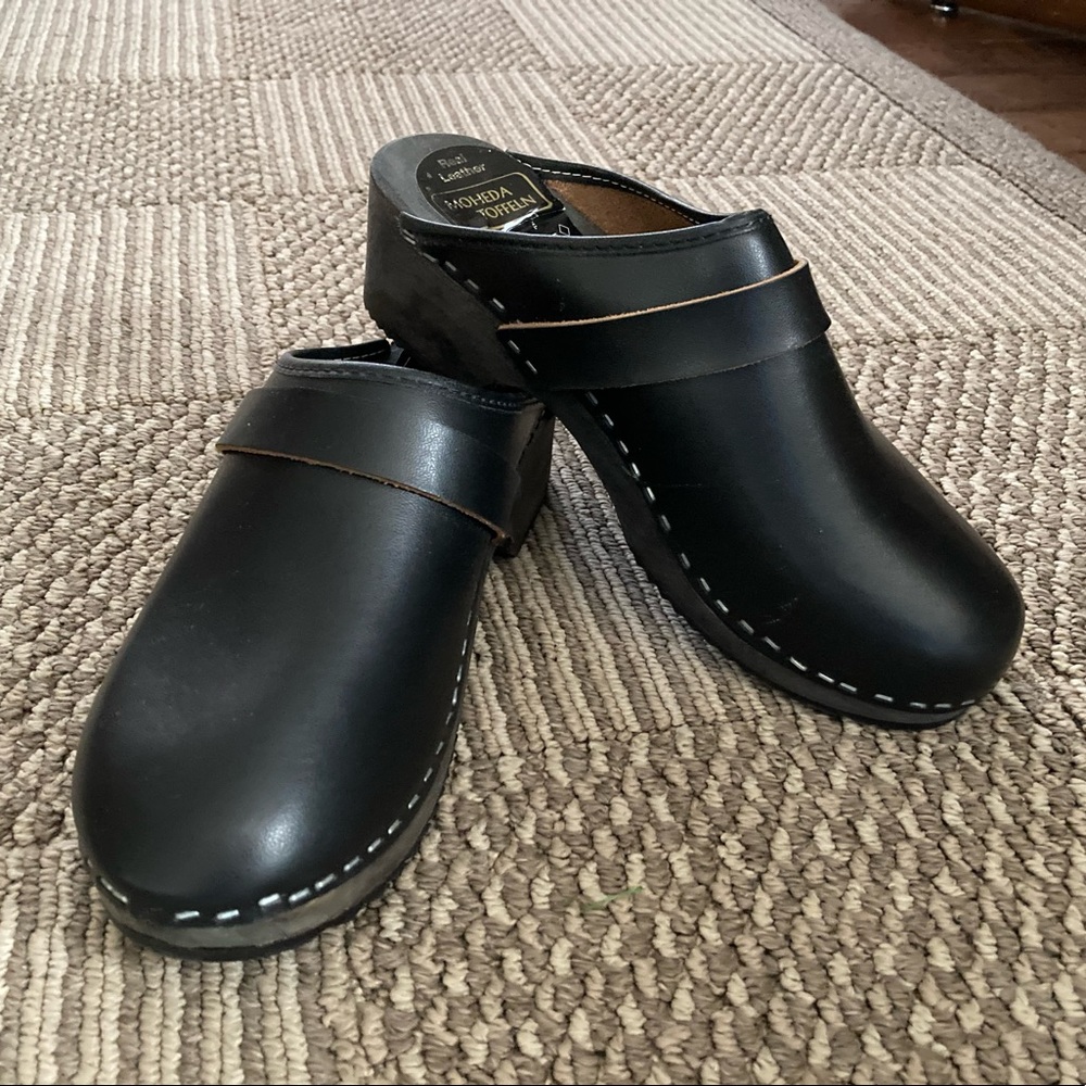 Classic Black Swedish Wooden Clogs 38/7